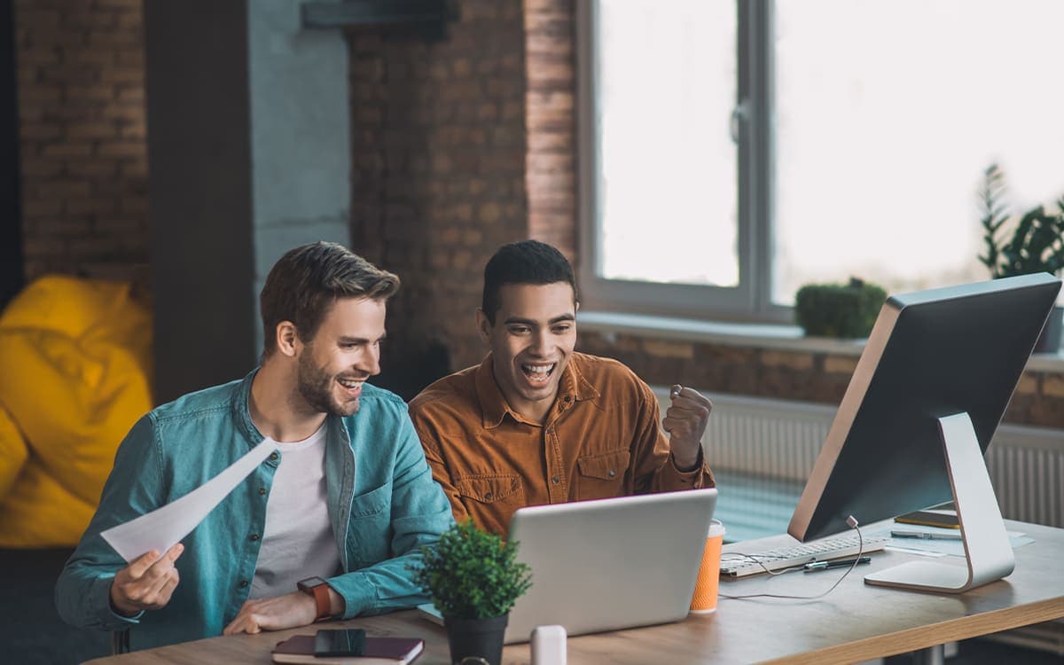 Web development team working on project